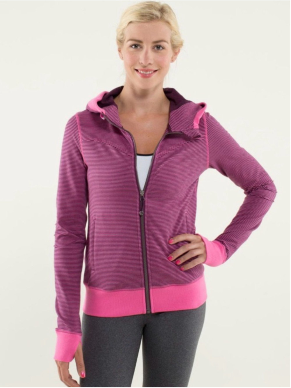 Lululemon Bliss Break Hoodie Wagon Stripe Plum Afterglo / Plum / Afterglo
#27